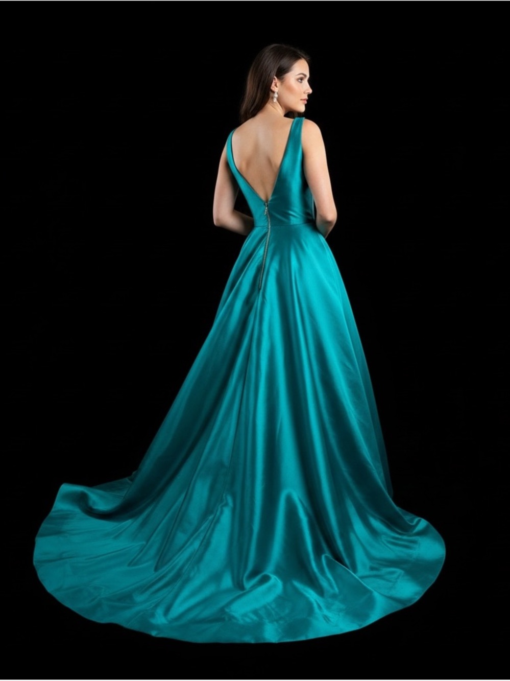 Sherri Hill 51856 Emerald Satin Ball Gown Size 4 Pockets Prom Pageant Formal